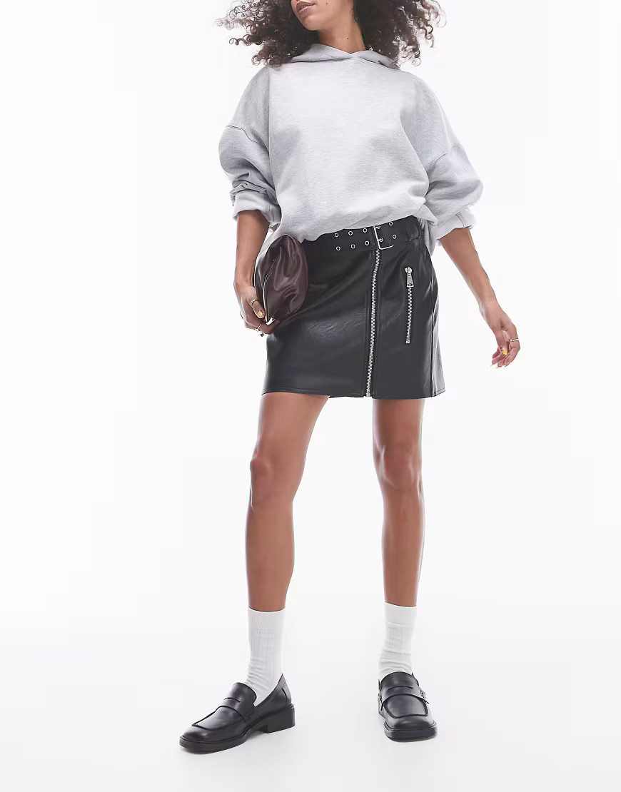 Topshop Faux leather biker mini skirt in black | ASOS (Global)