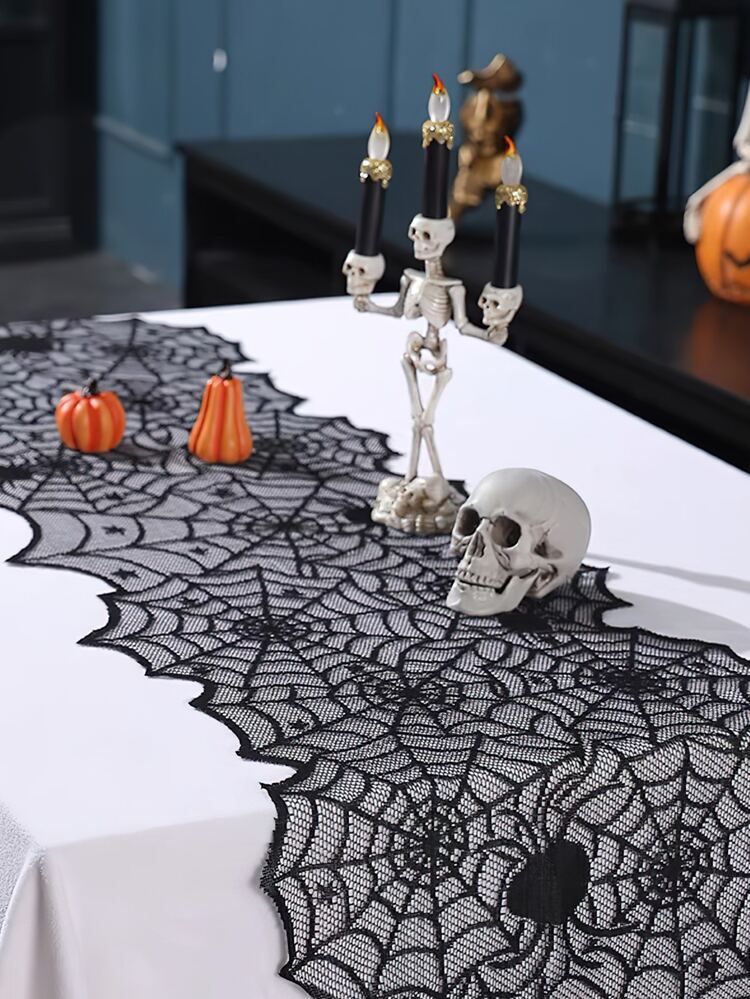 1pc Halloween Spider Web Design Disposable Table Runner | SHEIN
