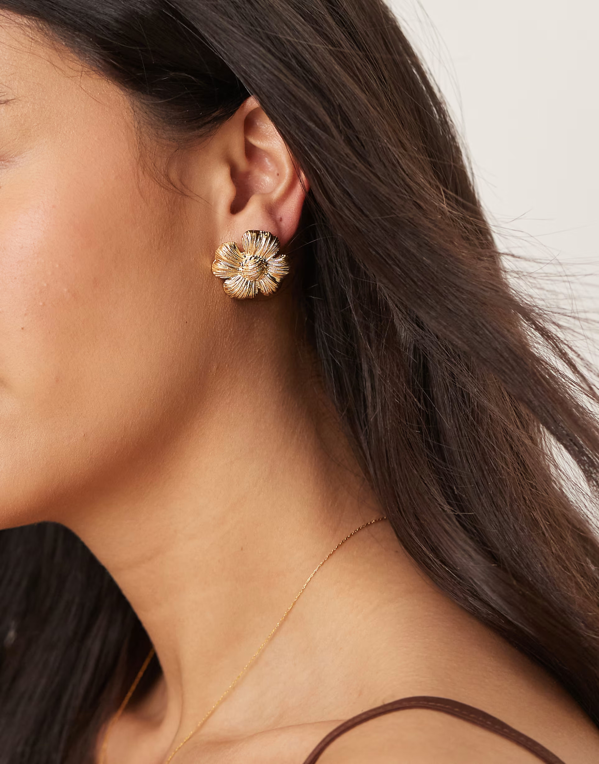 Orelia textured flower statement stud earrings in 18k gold plated | ASOS | ASOS (Global)
