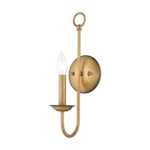 Livex Lighting, 42681-48, Estate Collection, 1 Light Antique Gold Leaf Single Sconce | Amazon (US)