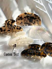 Personalized Tortoise Shell Acrylic Clip, Custom Monogrammed Claw Clip Hair Clip, Hand Gift, Bride Gift, Bridesmaid Gift, Wedding Decoration, Back To School Season, Birthday Gift, School Supplies, Back To School Discount, Mother's Day Gift, Gift For Her, Colorful, Cute, Adorable, Funny, Kawaii, Y2K, Stylish, Unisex, Casual, Custom, Personalized, Unique, Customized, Ideal Gifts For Him | SHEIN