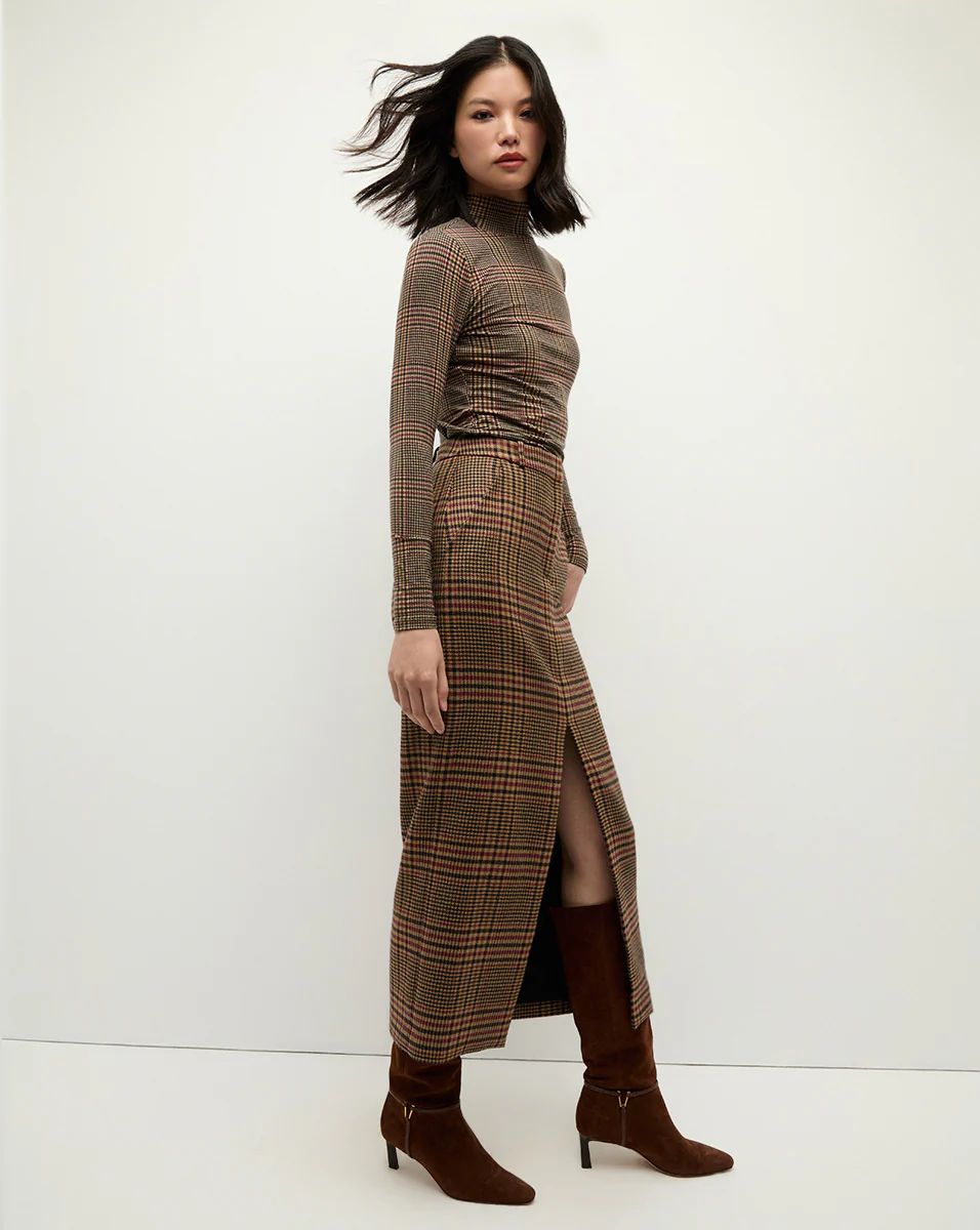 Nate Plaid Turtleneck in Camel/Black | Veronica Beard | Veronica Beard