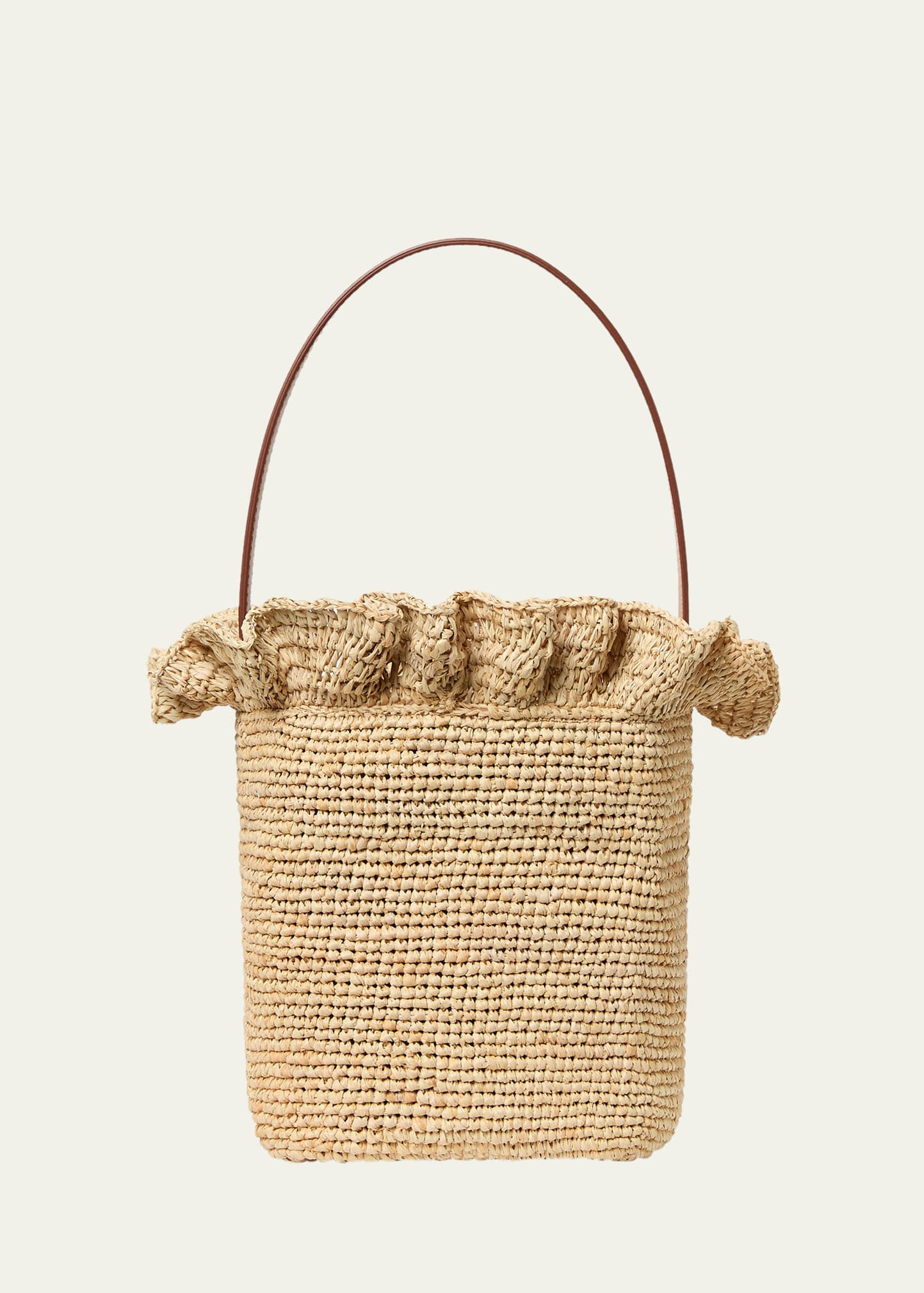 Loeffler Randall Laith Ruffle-Trim Raffia Bucket Bag | Bergdorf Goodman