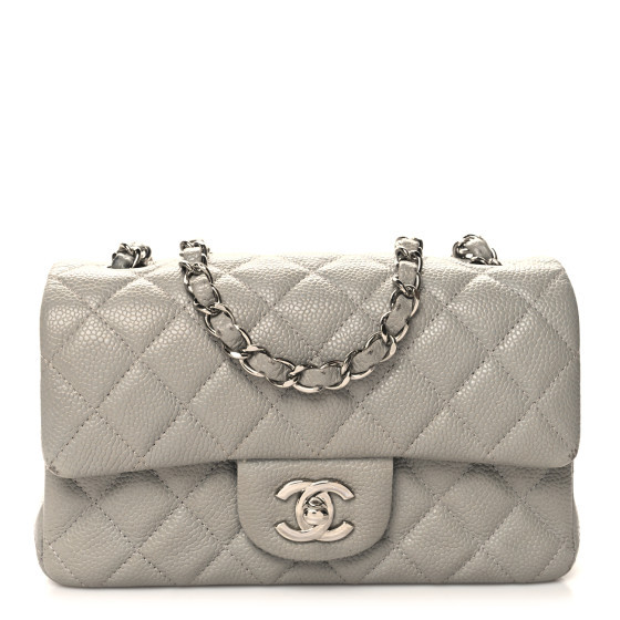 Caviar Quilted Mini Rectangular Flap Light Grey | FASHIONPHILE (US)