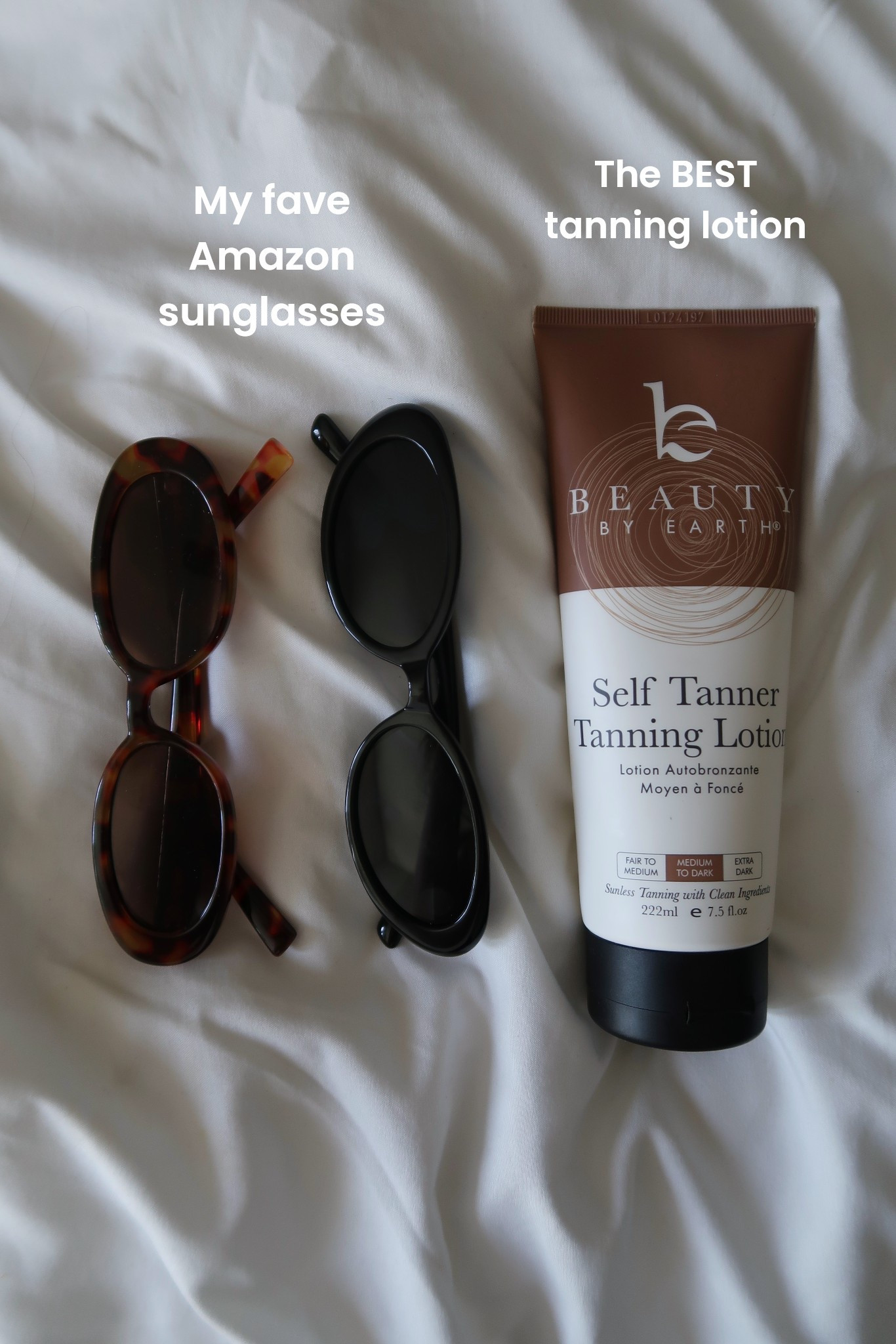 Summer basics 🍒 my favorite tanning lotion and sunglasses!! 