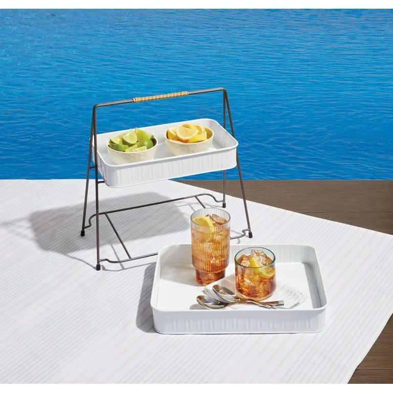 Better Homes & Gardens White 2-Tier Serving Tray Stand, 2 Tier Serve, 2 Tier Stand | Walmart (US)