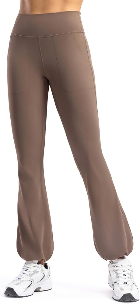 POSHDIVAH Women's Creamluxe Flare Leggings High Waisted Yoga Workout Lounge Pants Cuffed Hem Swea... | Amazon (US)