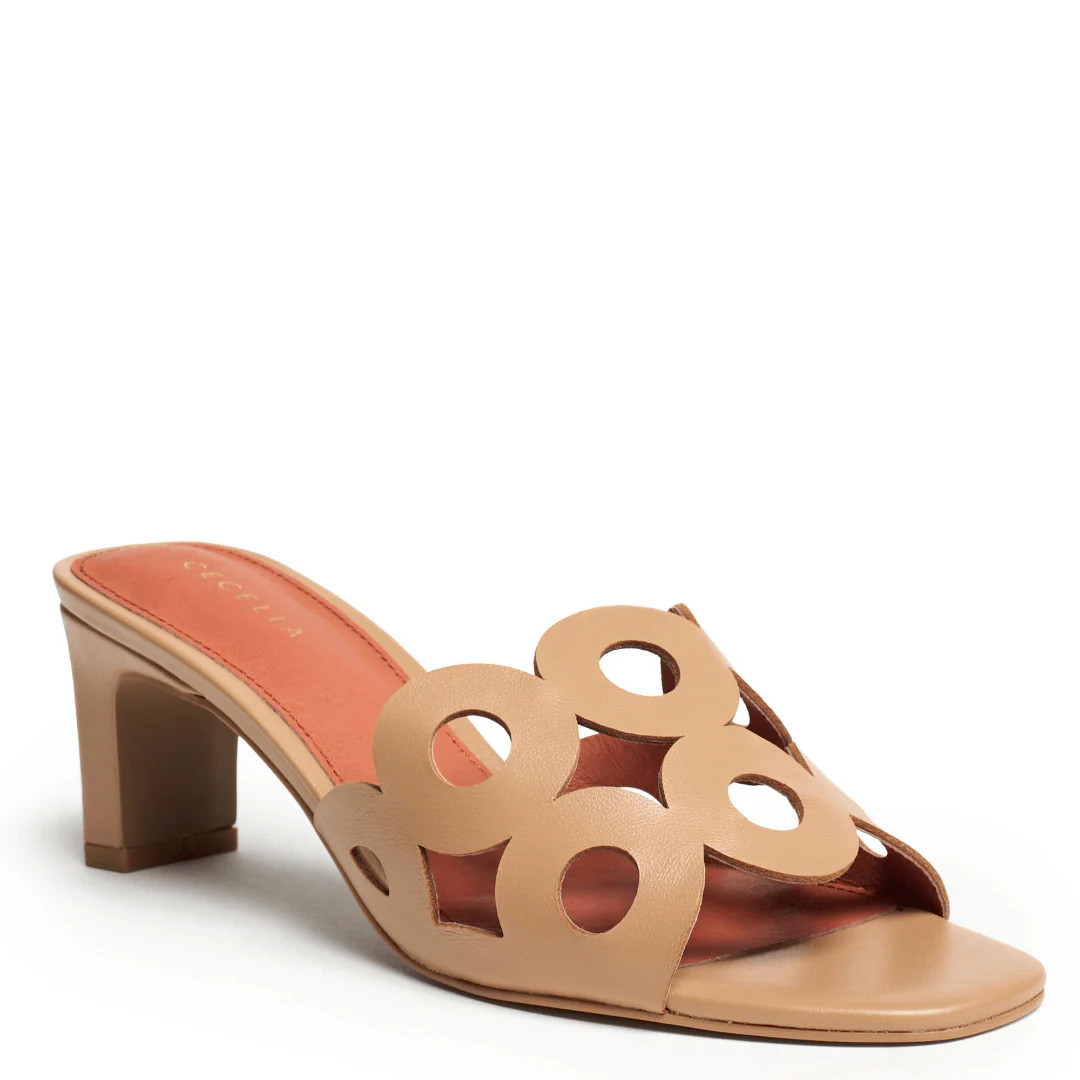 Belmont- Leather Statement Slide Sandal - Tan | Cecelia New York