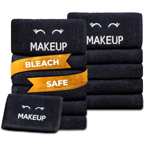 White Classic Bleach Safe Black Makeup Washcloths for Face Cleansing, 12 Pack - Super Soft Luxury Cotton Black Makeup Towels, Highly Absorbent and Quick Dry, All Makeup Remover Cloth | 13 x 13 | Amazon (US)