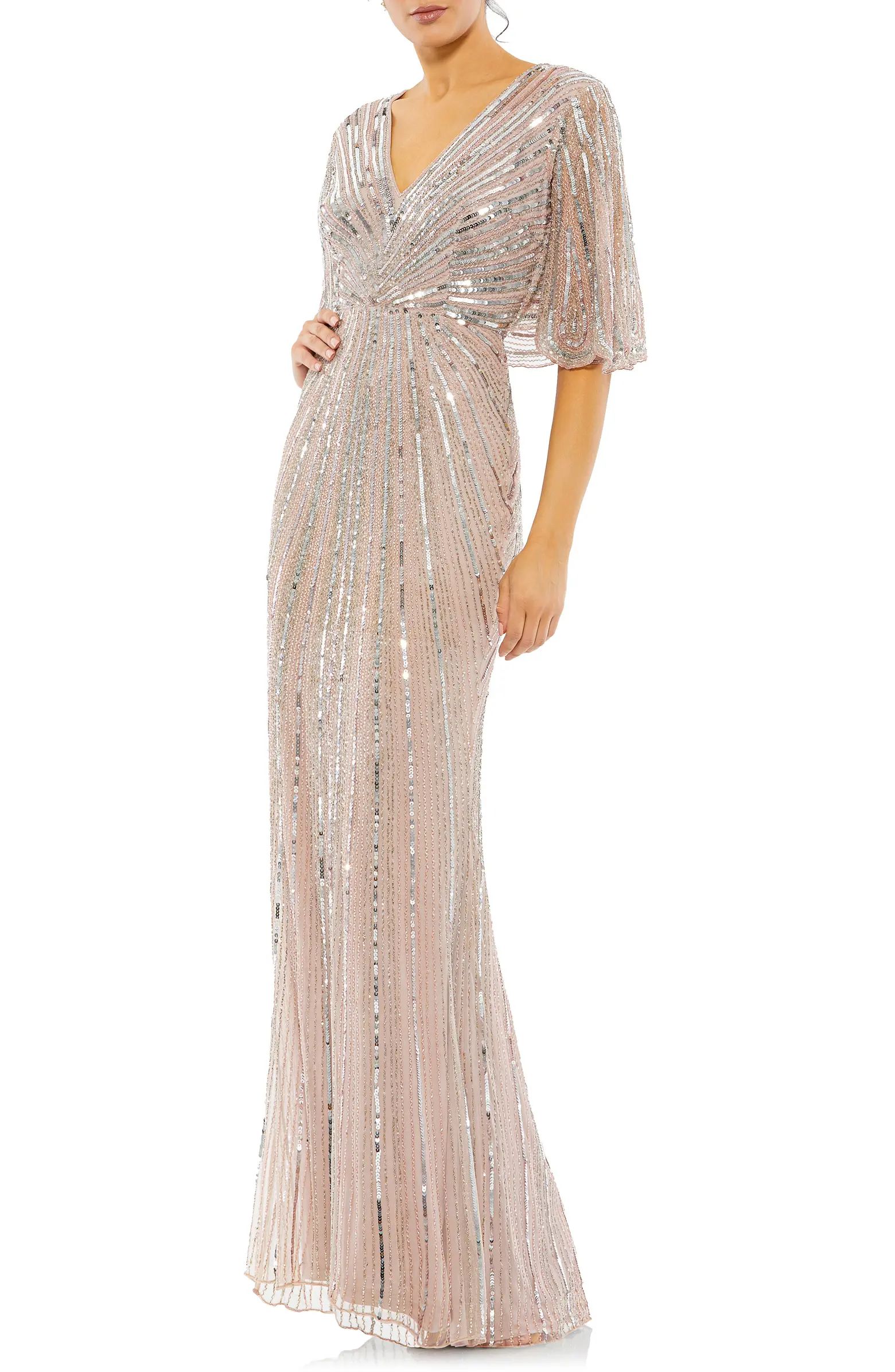 Wide Sleeve Sequin Gown | Nordstrom