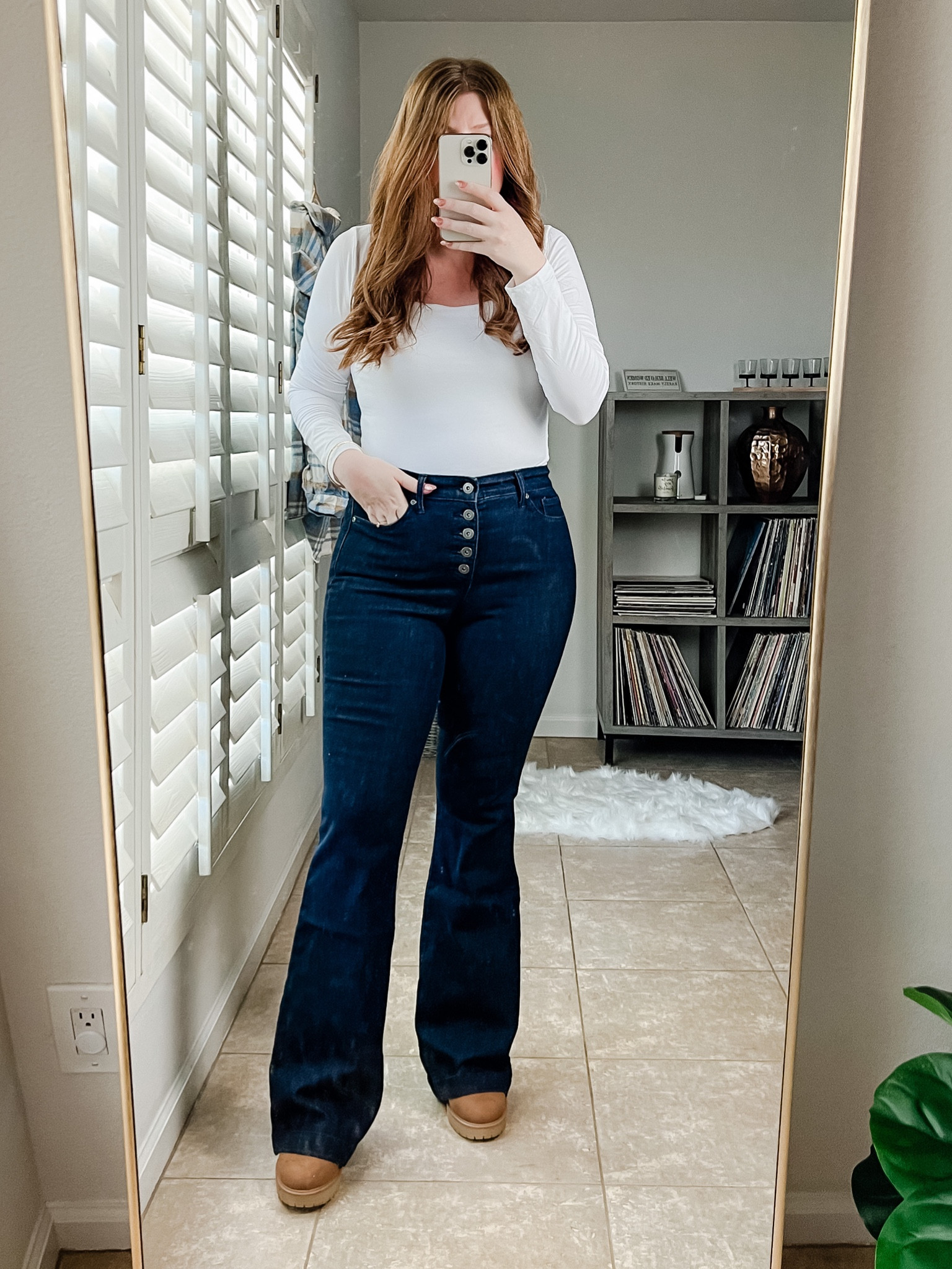 Flare jeans from Walmart wearing size 8. Walmart jeans. Walmart fashion. Fall outfit. 

#LTKunder50 #LTKstyletip #LTKcurves