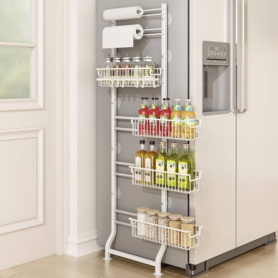 BUKFEN 6-Tier Slim Corner Shelf, Spice Rack Narrow Storage Next to Fridge | Amazon (US)