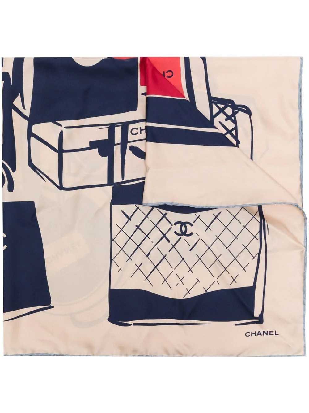CHANEL Pre-Owned luggage print silk scarf - Neutrals | Farfetch Global