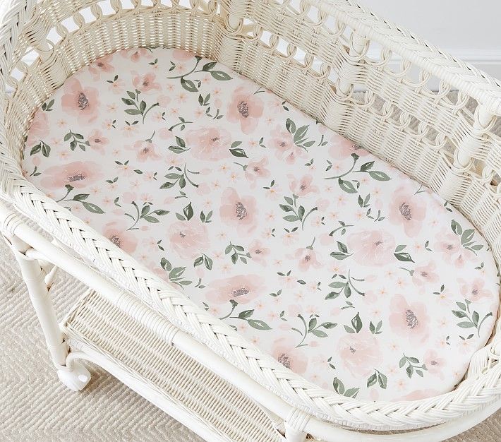 Meredith Allover Floral Bassinet Pad Cover | Pottery Barn Kids