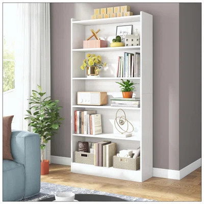 Storage 6-Tier Modern White Library Bookshelf | Wayfair North America