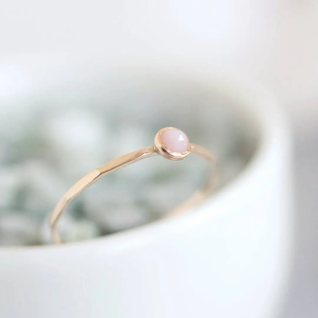 Pink Opal Ring - stapelbarer Ring mit Pink Opal facettierten Edelstein, Sterling Silber oder Gold | Etsy (US)