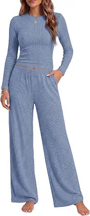 Ekouaer Pajamas for Women Set 2 Piece Long Sleeve Fall Lounge Set | Amazon (US)