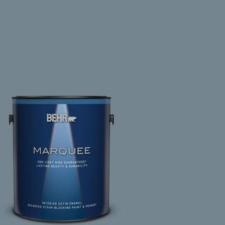 1 gal. #N480-5 Adirondack Blue One-Coat Hide Satin Enamel Interior Paint & Primer | The Home Depot