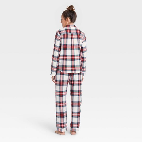 Women's Perfectly Cozy Plaid Flannel Pajama Set - Stars Above™ Off-White | Target