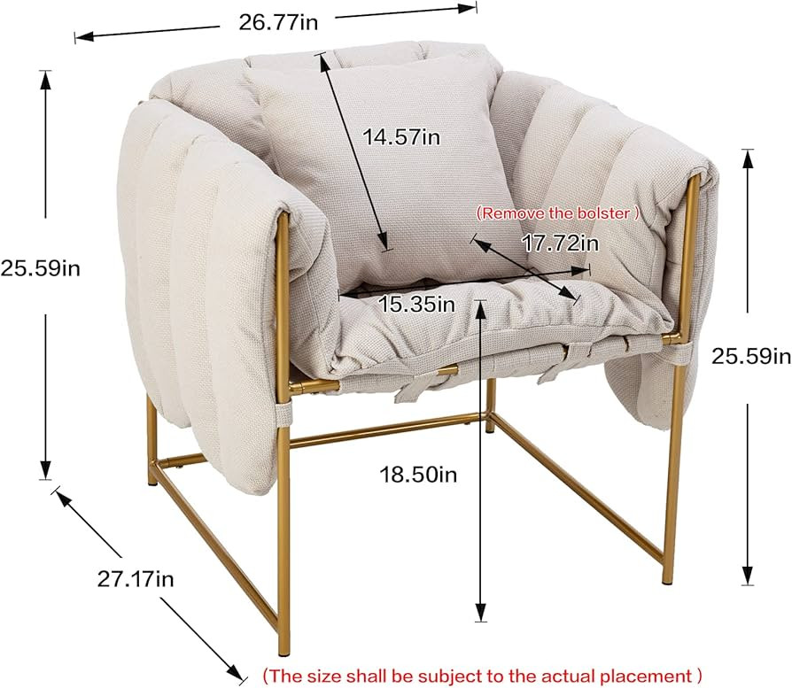 Lin-Utrend Accent Chair with Back Support，Padded Accent Chair,Gaming Chair ，Modern Linen Lazy... | Amazon (US)