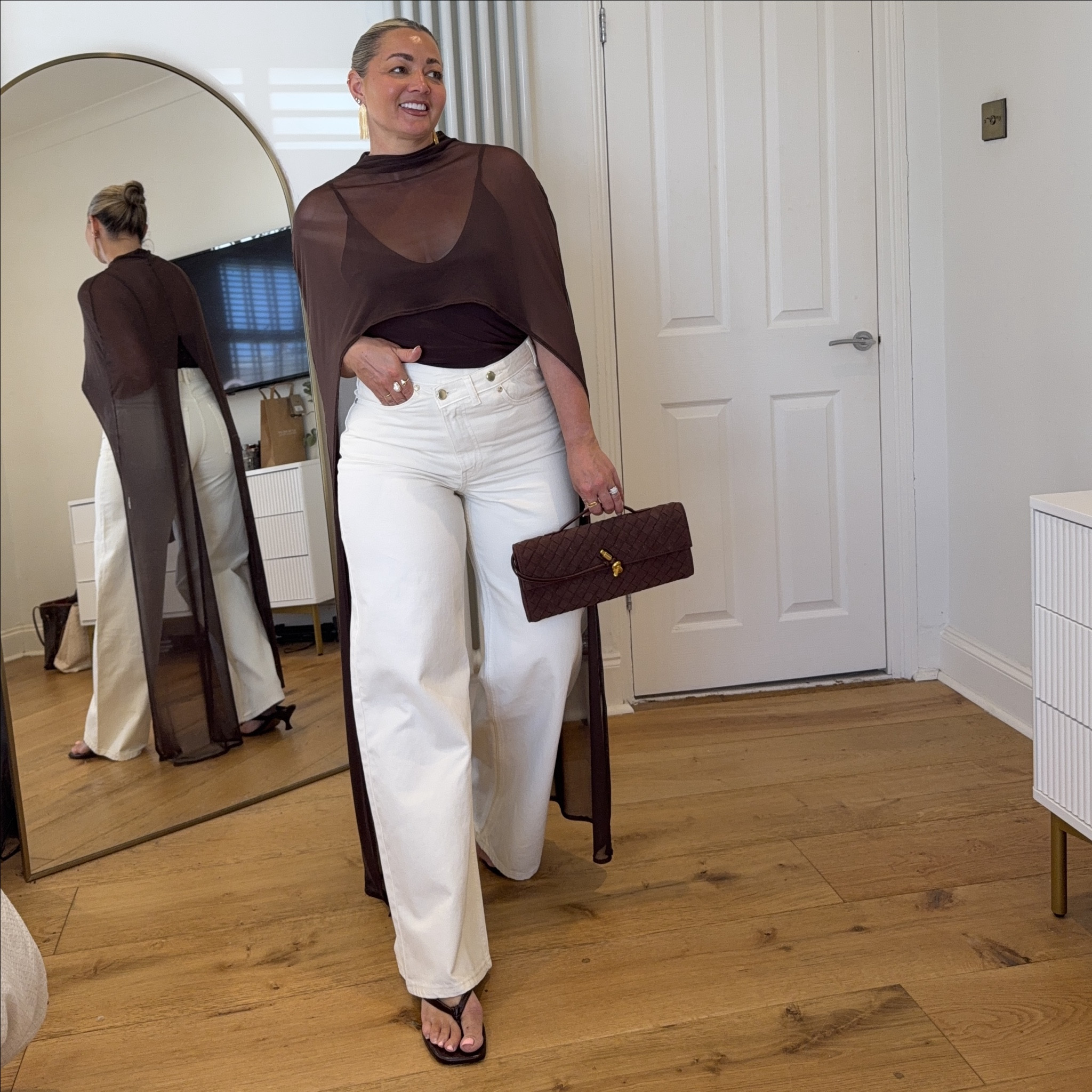 Jeans and a nice top WEEK 3/6 

White jeans outfits 
Brunch outfit 
Date night outfit 
Brown mesh top outfit 

#LTKmidsize #LTKjeans #LTKsummer