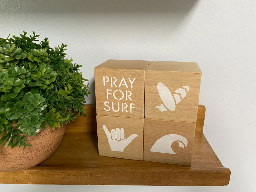 Pray for Surf Baby Nursery Blocks Baby Shelf Decor Baby - Etsy | Etsy (US)