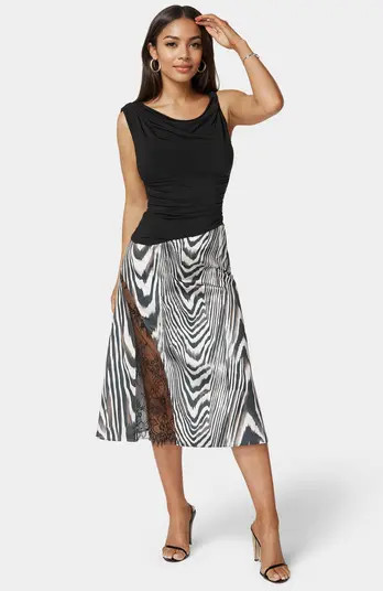 Asymmetrical Lace Insert Satin Skirt | Nordstrom