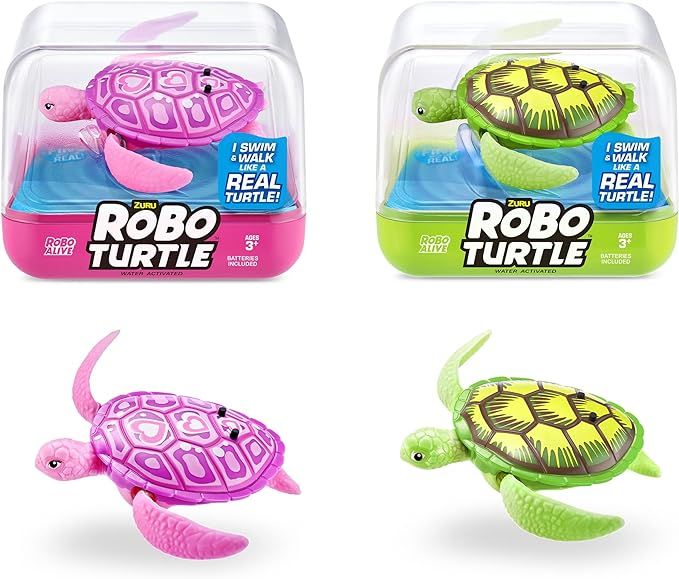 ROBO ALIVE Robo Turtle Robotic Swimming Turtle (Green + Pink) by ZURU Water Activated, Comes with... | Amazon (US)