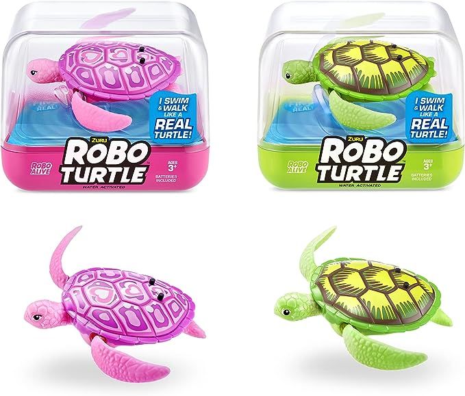 ROBO ALIVE Robo Turtle Robotic Swimming Turtle (Green + Pink) by ZURU Water Activated, Comes with... | Amazon (US)