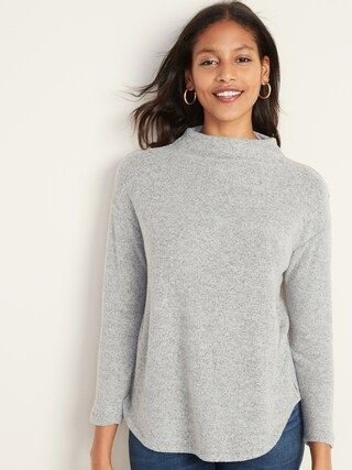 Textured Plush-Knit Funnel-Neck Sweater for Women | Old Navy (US)