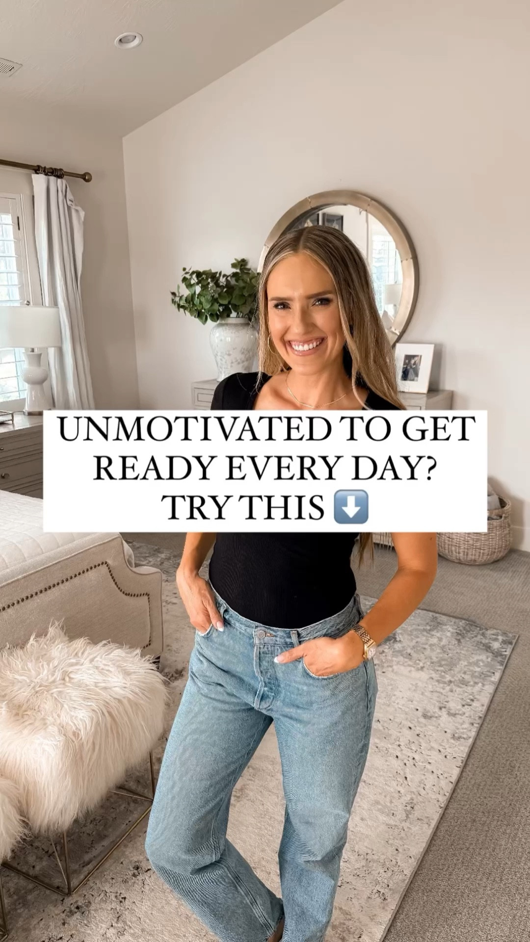 My secret to getting dressed and ready every day is to wear a different version of the same thing that I feel great in almost every single day!

Benefits of getting ready every day:

- More energy
- Better self confidence
- More motivation

This tee runs large; order 1 size down. It's super stretchy! I'm wearing an XS and I'm normally a S.

You do NOT need to spend a lot of money to look and feel INCREDIBLE! I’m here to help the budget conscious get the luxury lifestyle.

Summer Fashion / Summer Outfit / Macy’s Fashion / Affordable / Budget / Date Night / Dress Up or Down / Jeans / Classic Style / Classy Style

#LTKVideo #LTKStyleTip #LTKFindsUnder50