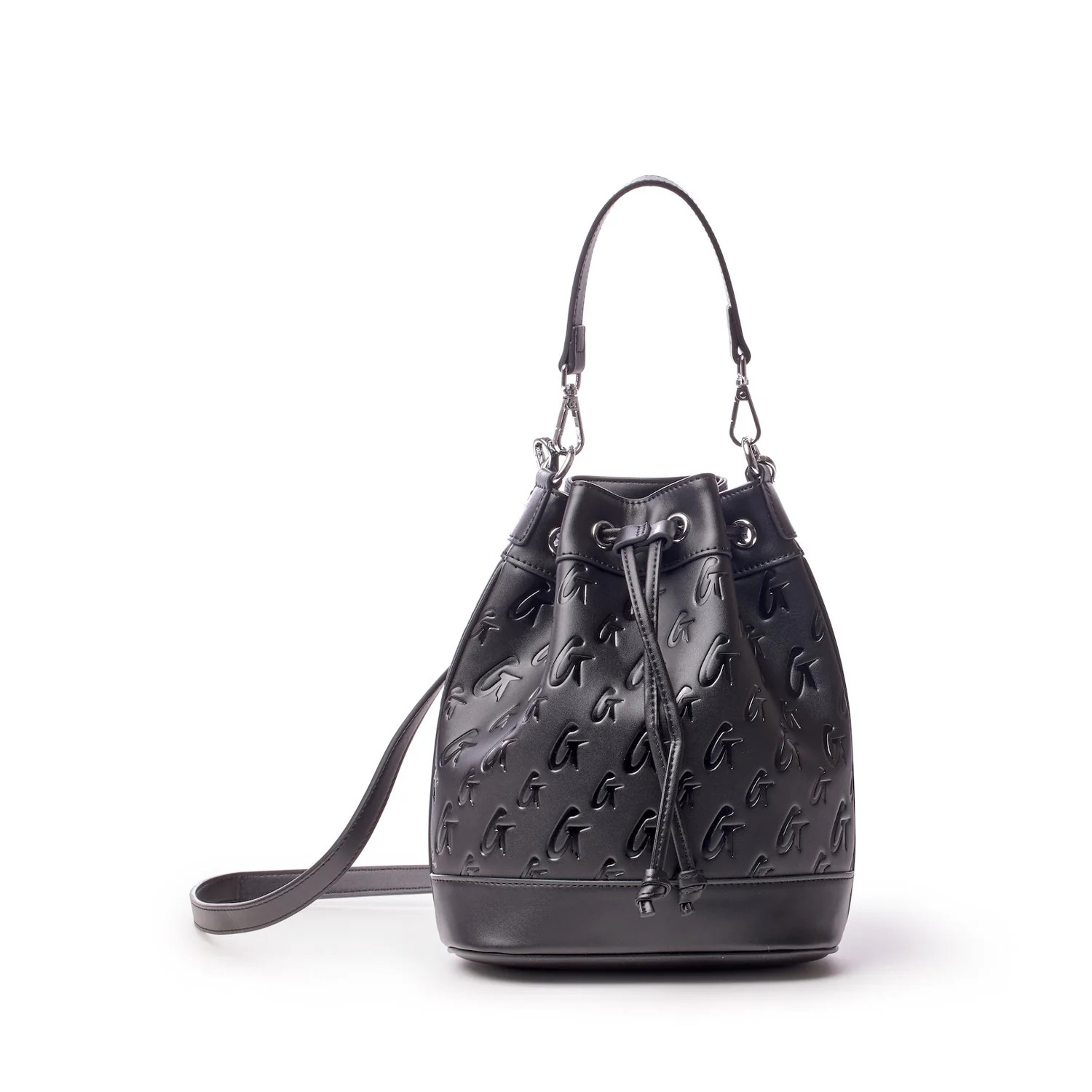 MEDIUM MONOGRAM BUCKET BAG - BLACK | Glam-Aholic Lifestyle