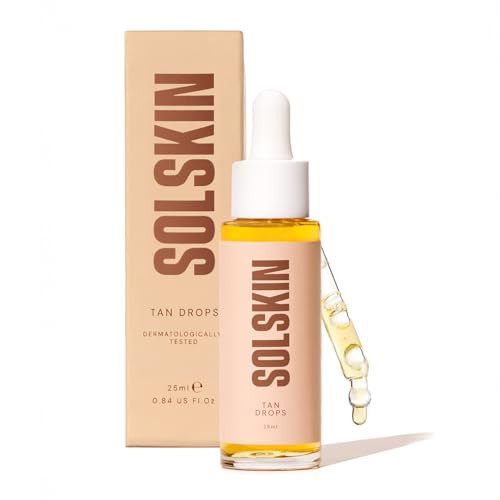 SOLSKIN Tanning Drops for Face & Body Custom Glow with Hyaluronic Acid & Papaya, Mix into Skin Care or Moisturiser for Gradual Fake Tan, Dermatologist-Tested for Sensitive Skin, Vegan, 25ml | Amazon (UK)
