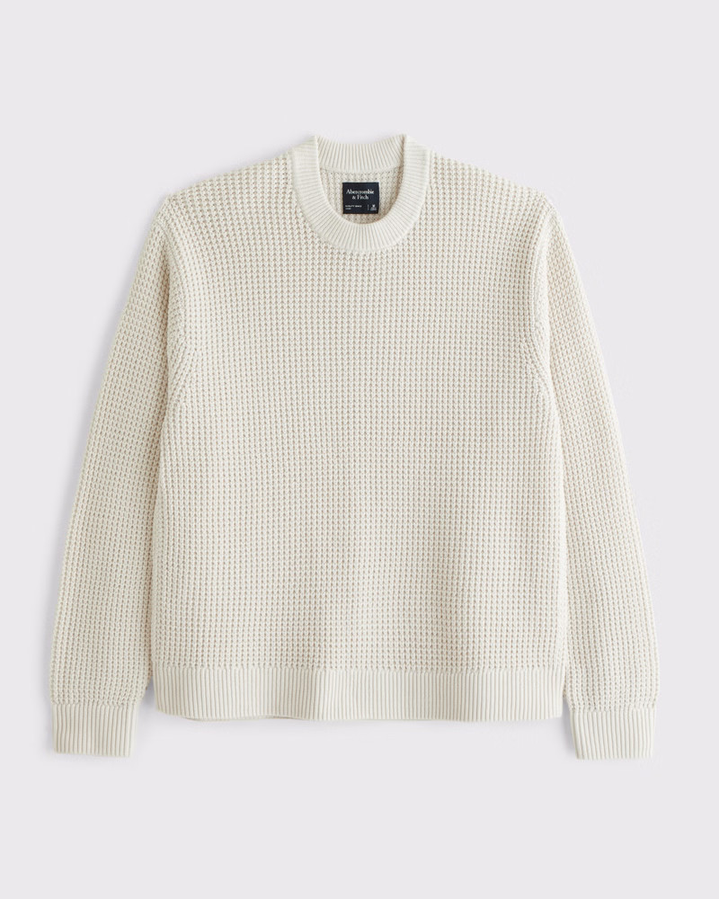 Men's Oversized Waffle Crew Sweater | Men's Tops | Abercrombie.com | Abercrombie & Fitch (US)