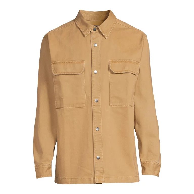 No Boundaries Men’s Layering Twill Shirt Jacket, Sizes XS-3XL | Walmart (US)