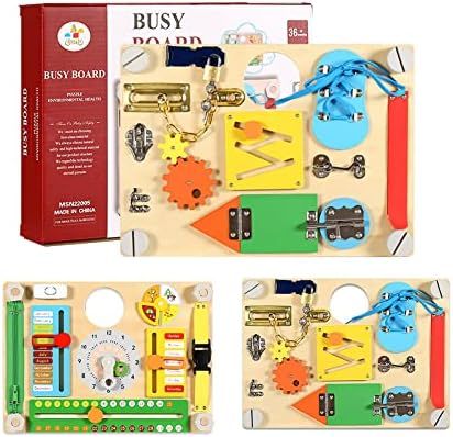 Busy Board for Toddlers, Wooden Sensory Toys, Preschool Learning Activities for Fine Hand Motion ... | Amazon (US)