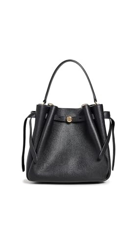Tory Burch Women's Romy Pebbled Small Bucket Bag, Black, One Size | Amazon (US)