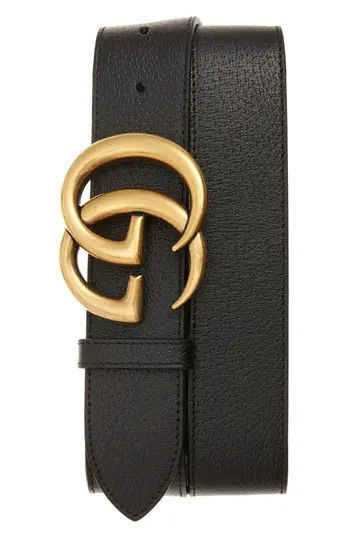 Men's Gucci Marmont Logo Leather Belt, Size 105 EU - Black | Nordstrom