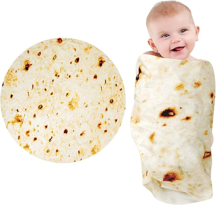 Tortilla Swaddle Blanket Throw Taco Blanket for Newborn Toddler Dog Cat,285 GSM Soft Flannel Wear... | Amazon (US)