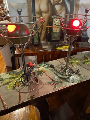 2 Martini Lamps 1993 David Krys 14.5" Tall, 9.5” Wide PAIR COOL DECO MCM STYLE  | eBay | eBay US