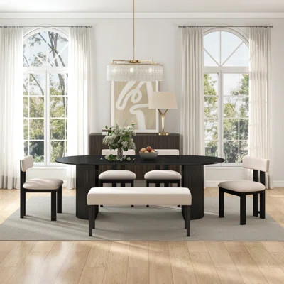 Modern Mid-Century Style Dining Table And Chair Set, Stylish Solid Wood Dining Table Set For Dining Room/Kitchen | Wayfair North America