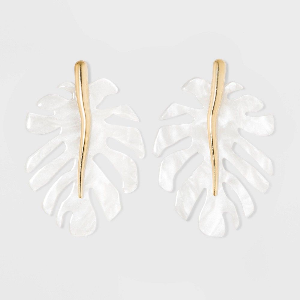 SUGARFIX by BaubleBar Resin Monstera Leaf Earrings - White | Target