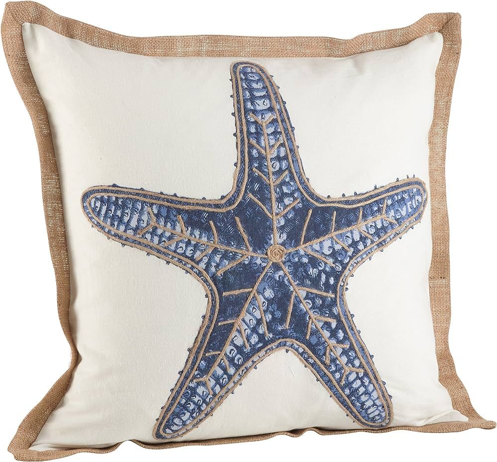 SARO LIFESTYLE 5433.NB20S Nautical Star Fish Print Down Filled Throw Pillow, Navy Blue, 20" | Amazon (US)