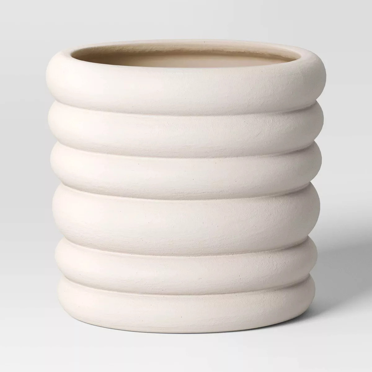 Banded Stoneware Indoor Outdoor Planter Pot White 8.125"x8.125"x8" - Threshold™ | Target