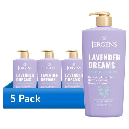 (5 pack) Jergens Shea Fusion Lavender Dreams Scented Body Lotion, Moisturizer for Dry Skin, 14 fl oz | Walmart (US)