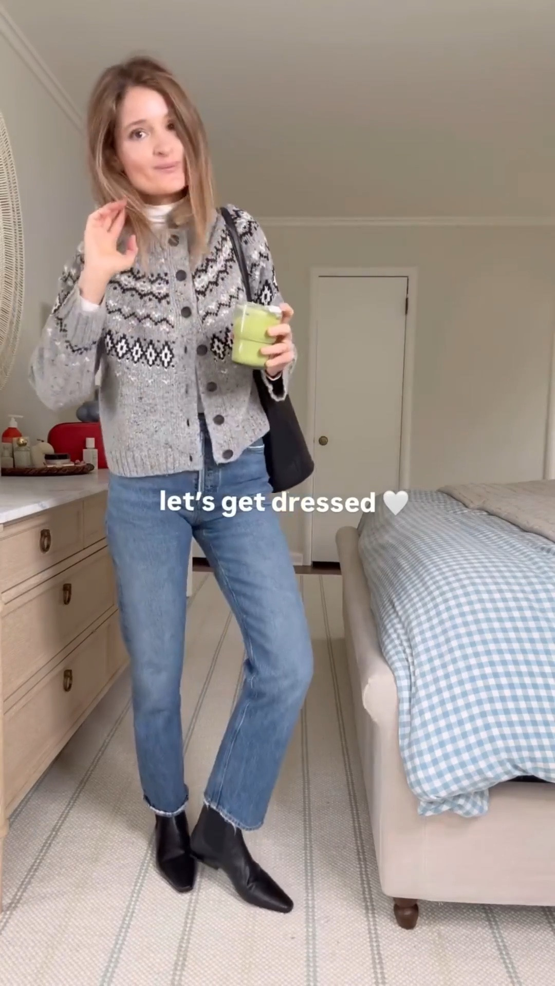 It’s officially winter sweater season and I was on the hunt for a cozy, warm and versatile piece I could wear all season long. This J. Crew Fair Isle checks all the boxes and for only $74 right now, I couldn’t recommend anything better. The beautiful but subtle pattern is a noticeable detail without being too loud or showy. The cardigan allows for more styling options than a basic crew neck. The last Fair Isle I recommended sold out in hours and I expect this to be the same!

Everything else I’m wearing is also on sale today and are all featured heavily in my rotation. Love my go-to J. Crew turtleneck (the perfect layering piece for winter) my best selling AGOLDE 90’s jeans (that I was able to find in stock), my everyday bucket bag (also J. Crew…beautiful AND practical  and  Amazon diamond studs. The Staud boots are new and I’m loving them so far. They give Toteme vibes for much less! Looks like supply
Is low so grab them now  

Sizing notes: Turtleneck: Wearing a size small. Cardigan: Wearing an XS. Jeans: Wearing my true size. Boots: Wearing my true size 37. Run a touch narrow so consider sizing up. 

❤️ Follow if you’re looking for easy everyday outfit inspiration! 

#outfitinspo #outfitoftheday #outfitideas #sundaybest #everydaystyle #ootd #effortlessstyle #momstyle #classicstyle #closetstaples #styleblogger #realoutfitgram #fallfashion #outfitinspo #wardrobestaples #ootd  #realoutfitgram #blackfriday #cyberweek #winterstyle #winteroutfitideas

#LTKSaleAlert #LTKCyberWeek #LTKFindsUnder100