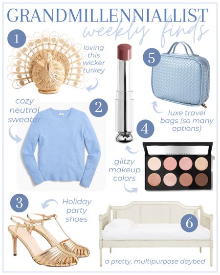 Weekly favs / Home decor fashion style holiday party glam shoes Dior Bobbi Brown palette TRVL travel bags daybed French country chateau style Ballard Designs JCrew Crate & Barrel 

#LTKSeasonal #LTKhome #LTKstyletip