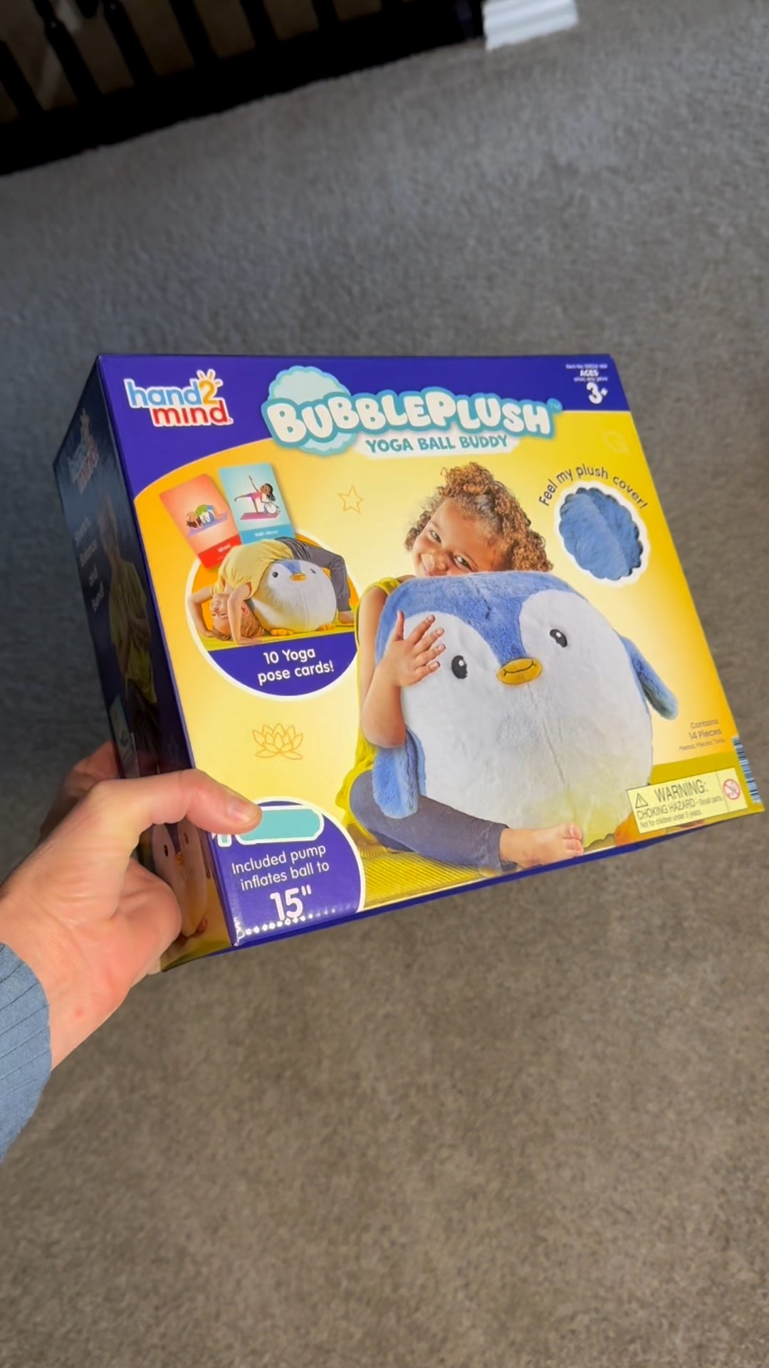 As a former kindergarten teacher I know the huge benefits of social emotional skills! Kids must be taught coping skills and this yoga ball is the perfect tool to introduce breathing and stretches to kids!

This super-soft, inflatable, plush-covered character ball comes with 12 double-sided cards featuring yoga poses, breathing exercises, and stretches that kids can do all on their own, using the Bubble Plush for balance and support. 

I love that you can store the cards in a pocket on the plush ball for safe keeping. 
