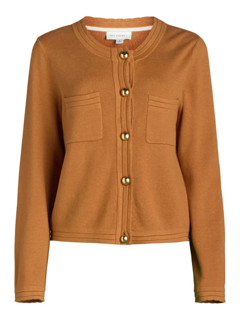 Free Assembly Women’s Long Sleeve Cardigan Sweater with Chest Pockets, Midweight, Sizes XS-XXL | Walmart (US)