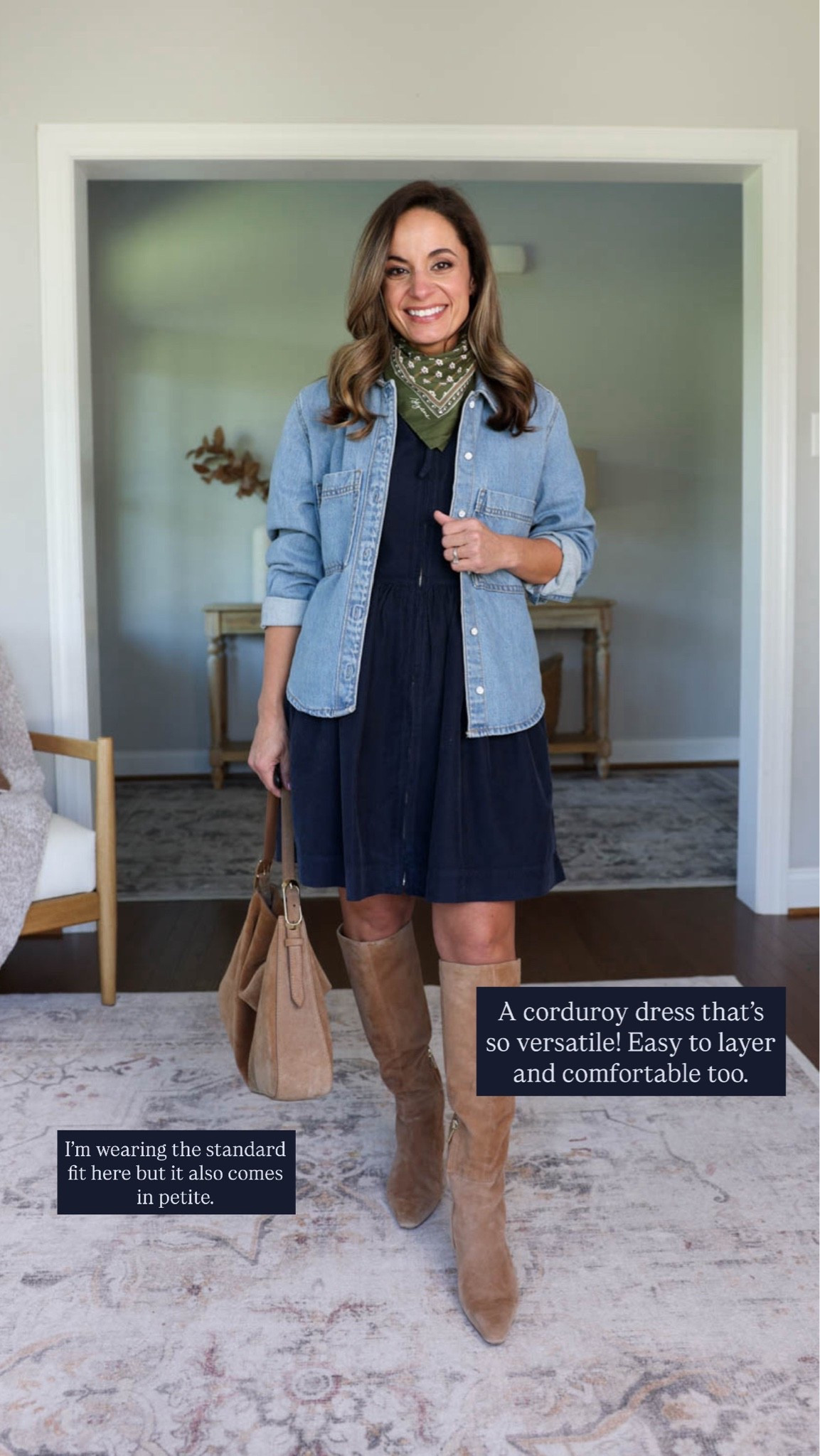 Let’s talk about a few petite-friendly dresses for all of your fall occasions! 

J.Crew: xxs (also comes in petite) 
Denim top (Target): xs 
Boots (Sam Edelman): true to size 15” shaft on a size 5 

For size comparison, I’m 4’10” 105lbs. My measurements are 32”, 24”, 36”. I typically wear petite xxs/00/24 and have a 25” ankle inseam and a 27.5-28” full length inseam.

#LTKPetite